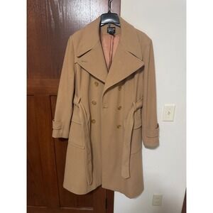 Vintage Crossing Pointe Women Wool Double Breasted Belted Trench Coat
